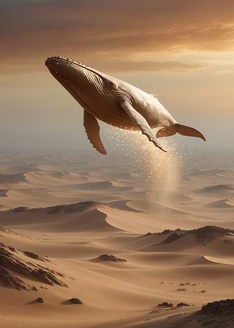 Flying Whale Over Desert Landscape