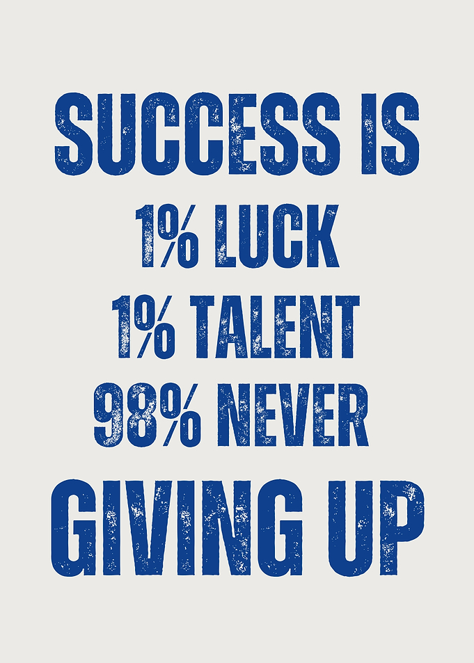 Success is Never Giving Up Motivational message