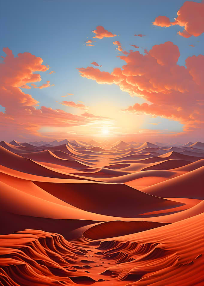 Desert landscape at sunrise