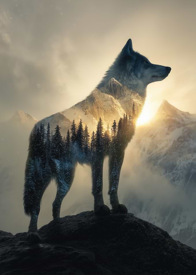 Wolf Mountain Landscape Double Exposure