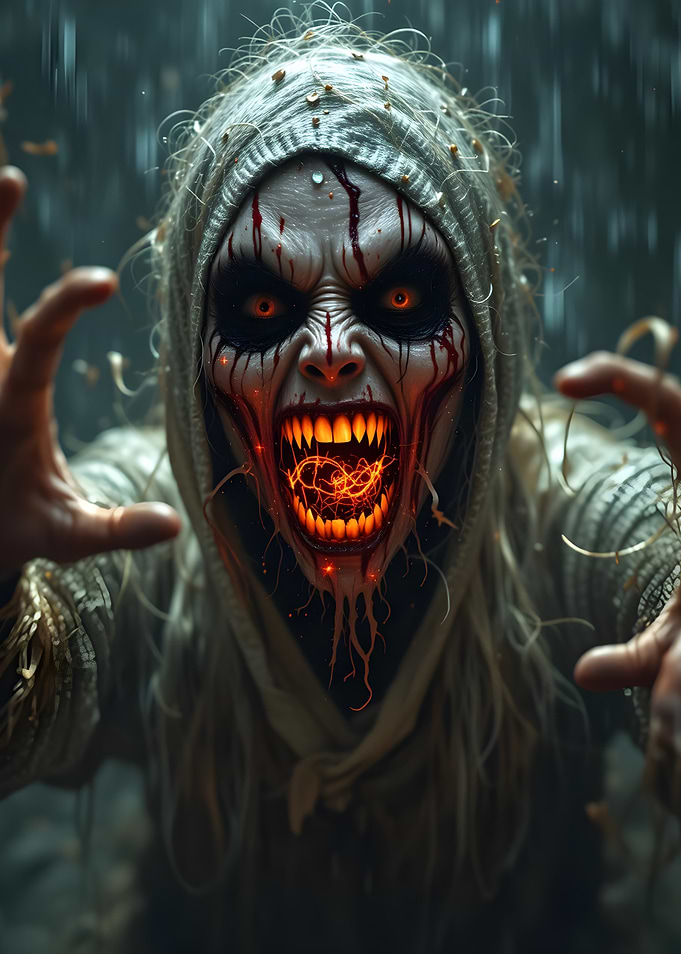 Hooded Horror with Glowing Mouth