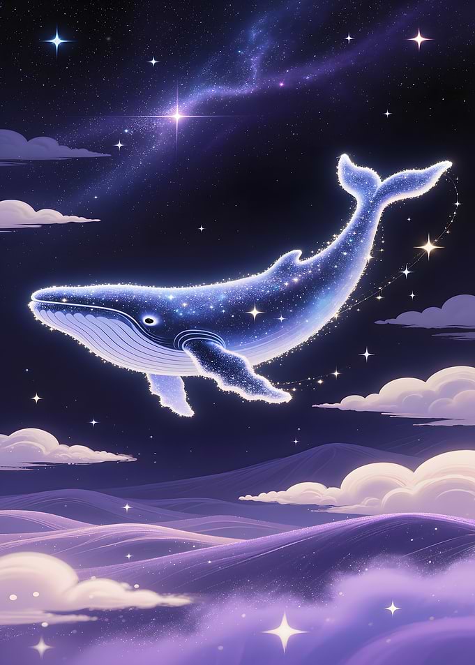 Celestial Whale in Starry Night