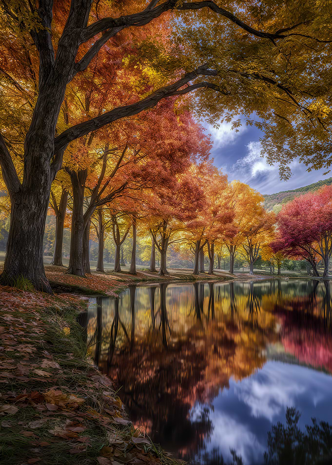 Autumn Trees Reflecting in Water