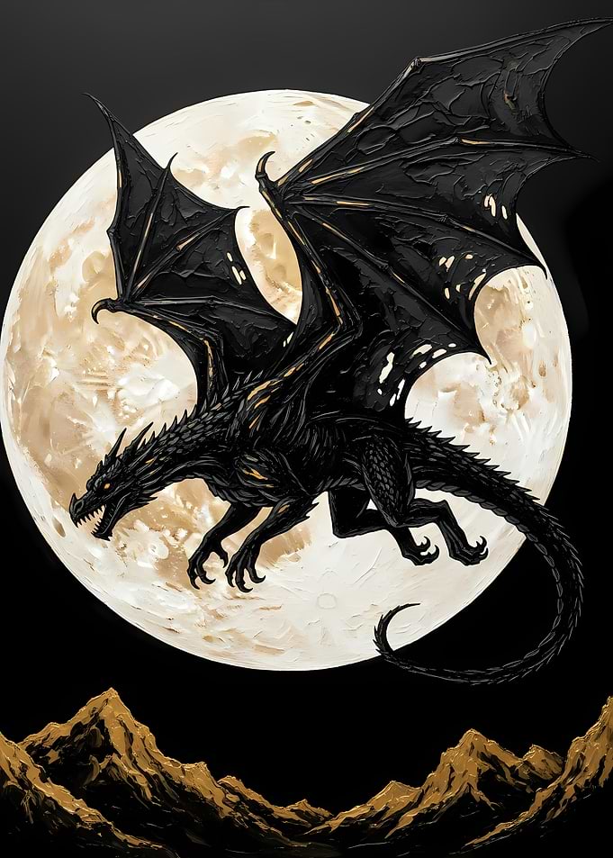 Black Dragon Moonlit Flight