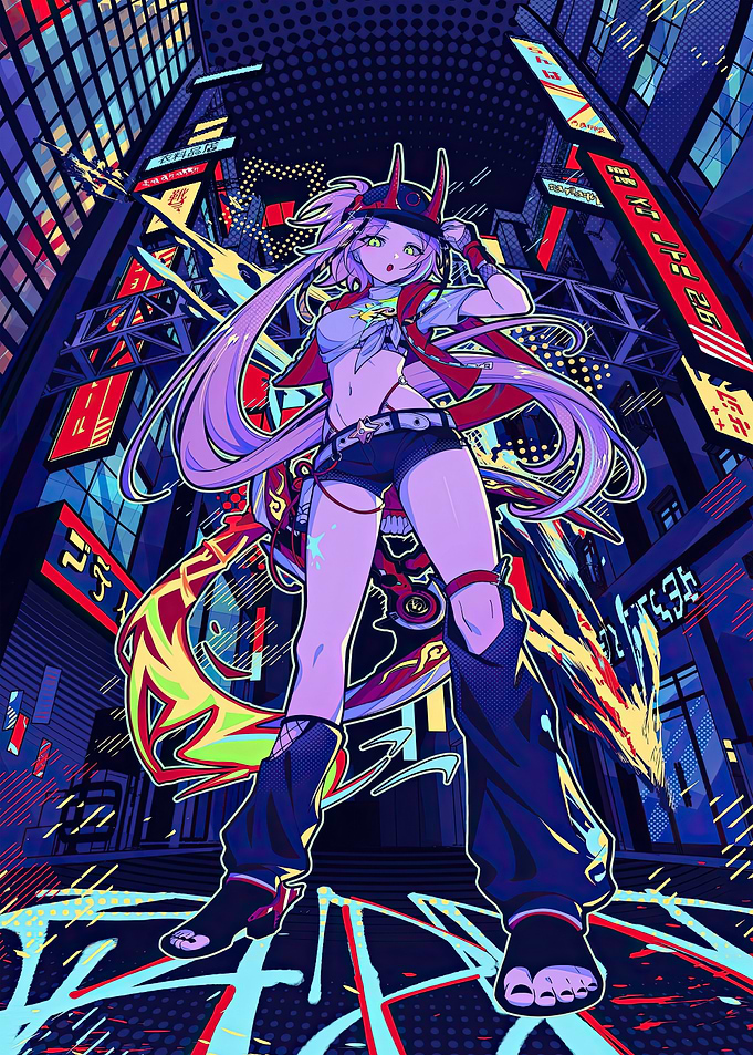 Cyberpunk Girl in Neon Cityscape