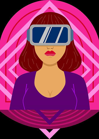 Woman with VR headset illustration