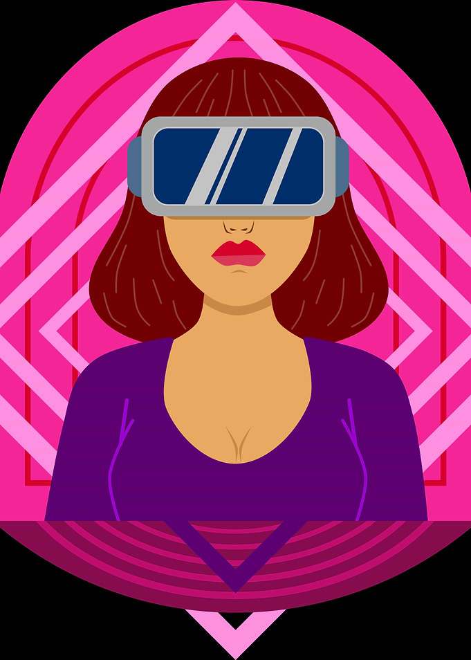 Woman with VR headset illustration