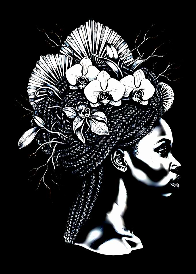 Woman with Floral Headdress Portrait