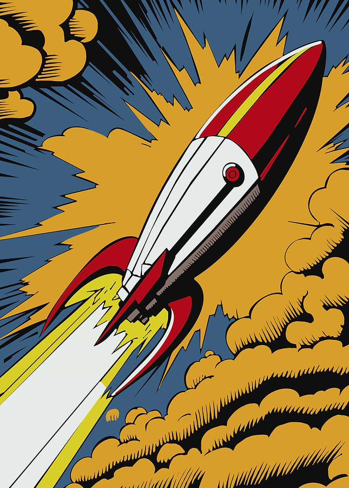 Retro Rocket Launching into Space