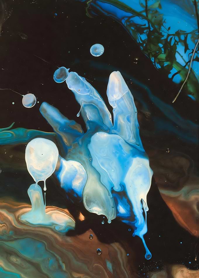 Abstract Hand in Blue and Brown