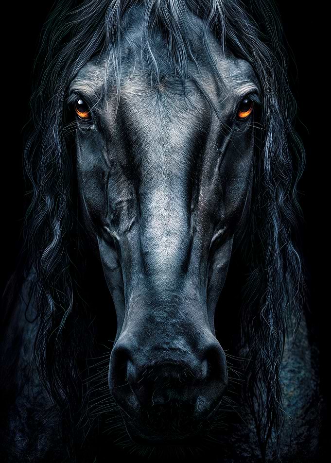 Dramatic Black Horse Portrait