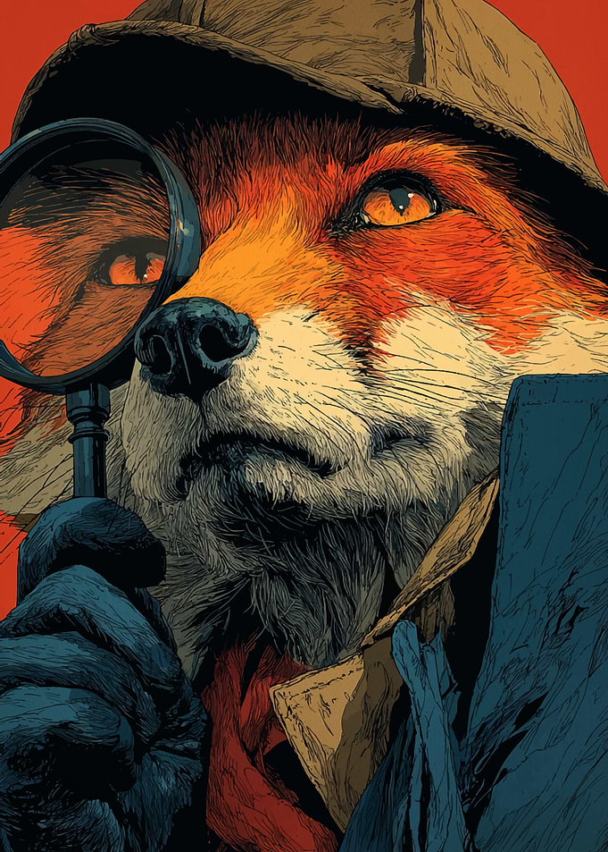 Fox Detective with Magnifying Glass