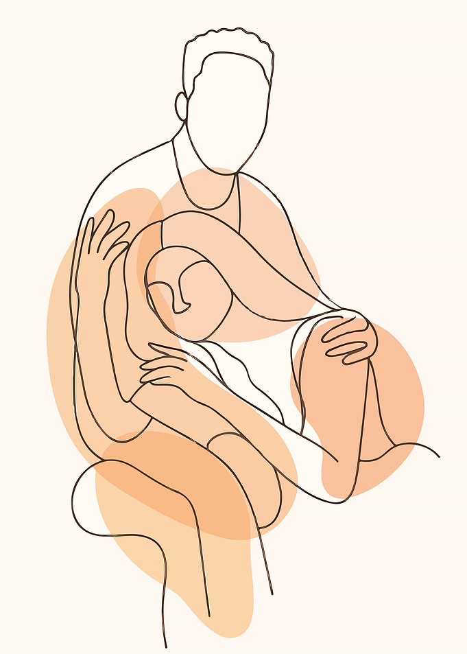 Minimalist Couple Embrace Line Art