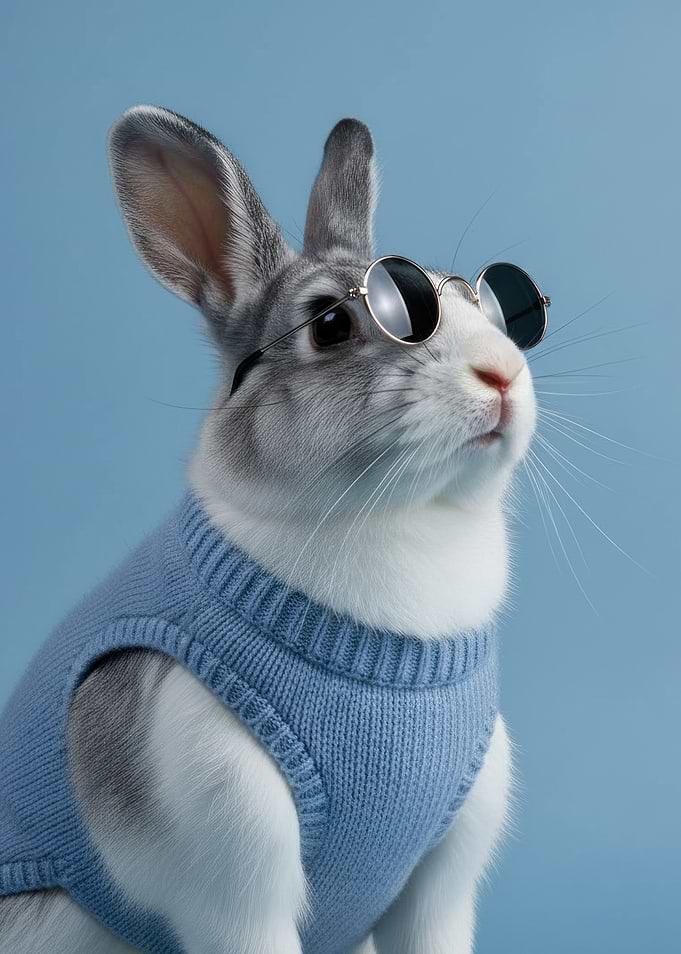 Cool Rabbit with Sunglasses and Sweater