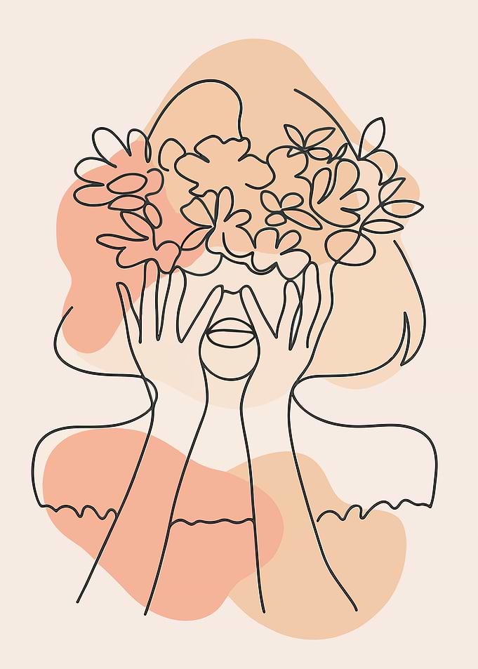 Minimalist Woman Hiding Behind Flowers
