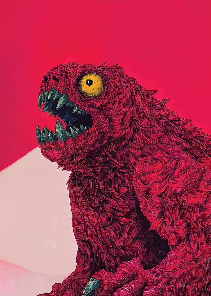 Furry Red Monster with Yellow Eye