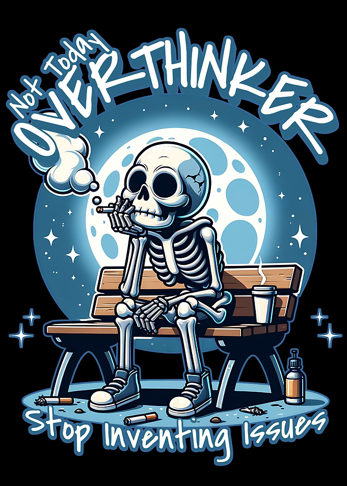 Overthinker Skeleton on Bench