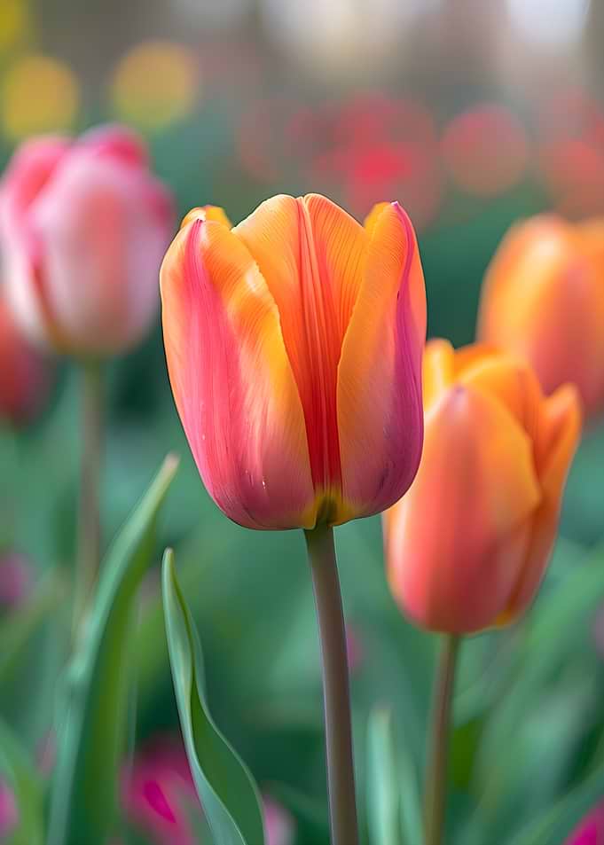 Orange and Pink Tulip Garden