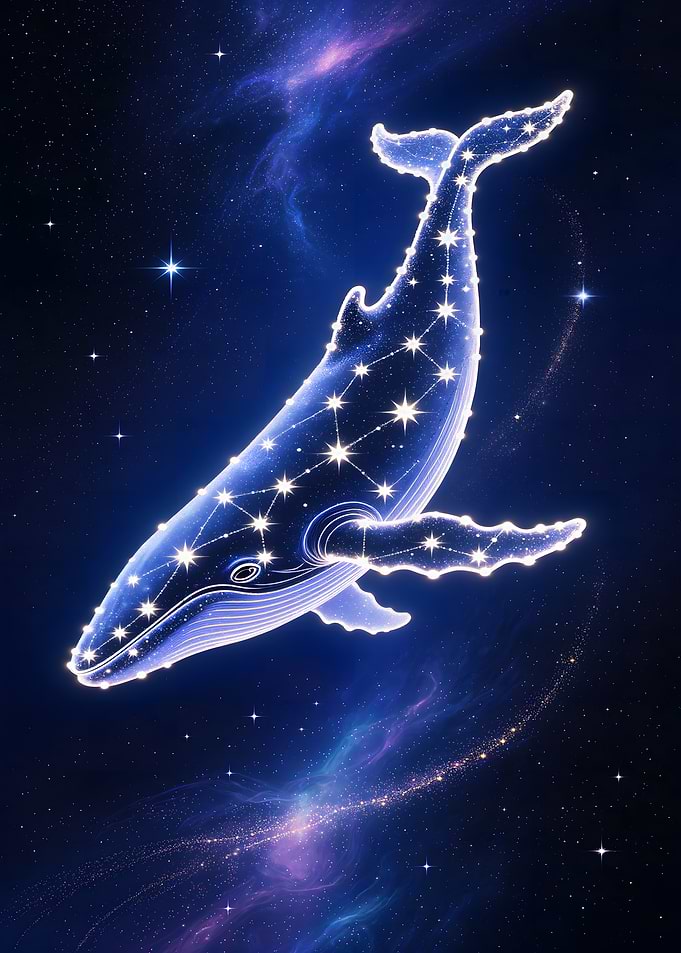 Celestial Whale in Starry Space
