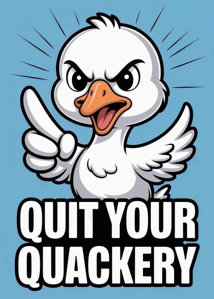 Quit Your Quackery Cartoon Duck