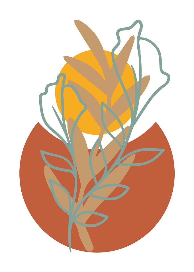 Abstract Floral Illustration with Geometric Shapes