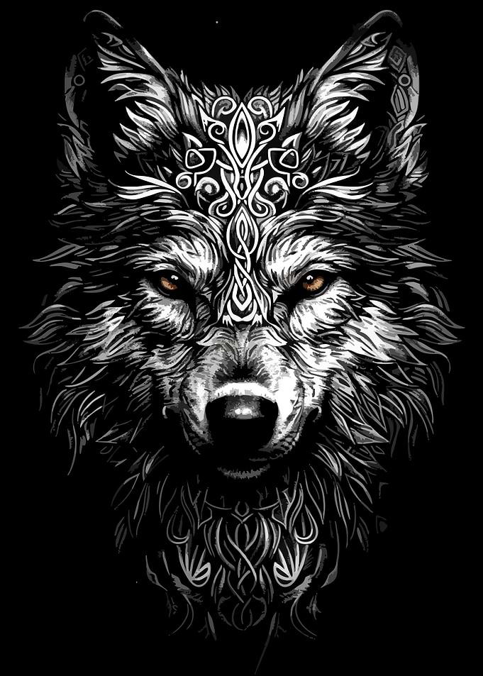 Wolf Head with Celtic Ornament