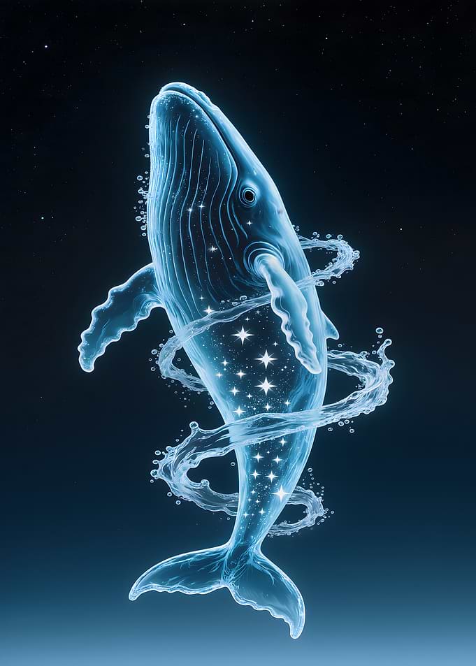 Celestial Whale in Starry Waters