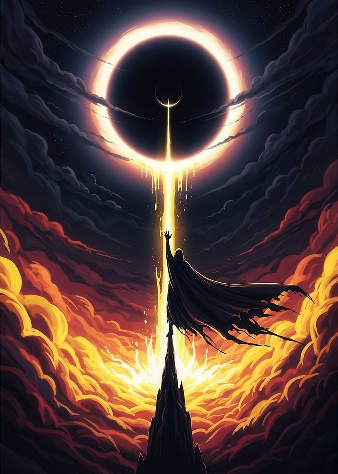 Dark Figure Reaching for Eclipse