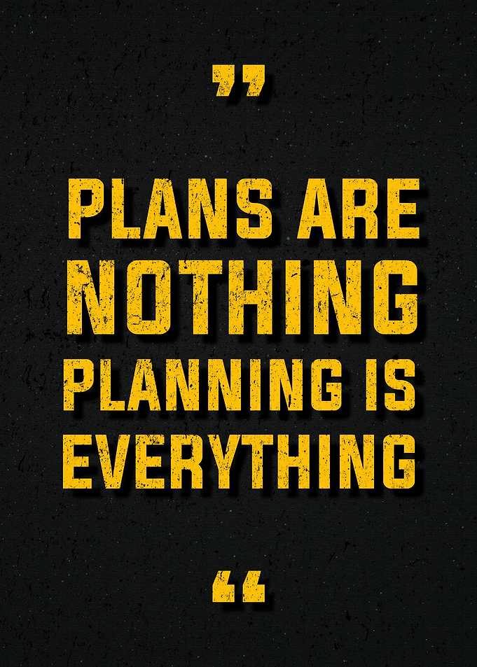 Plans are Nothing Planning is Everything Productivity Quote
