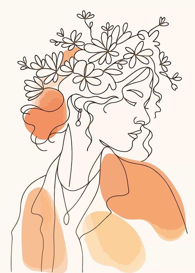 Elegant Profile Woman Flower Crown