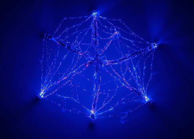 Blue Illuminated Spider Web Decoration