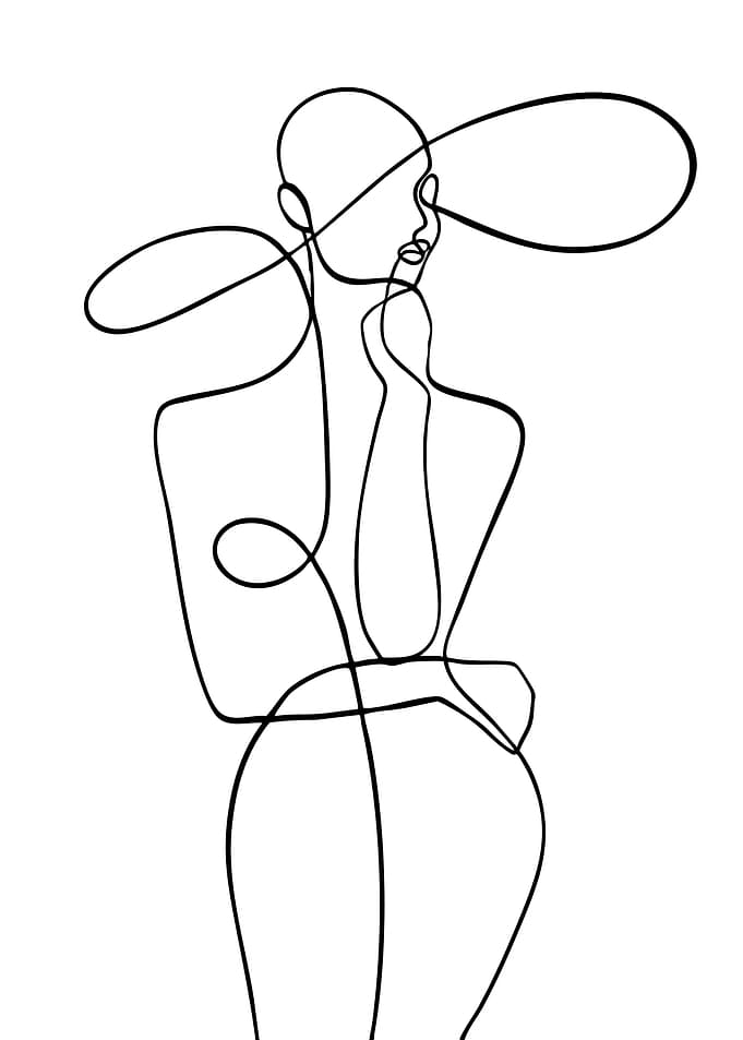 Woman in Hat Line Art