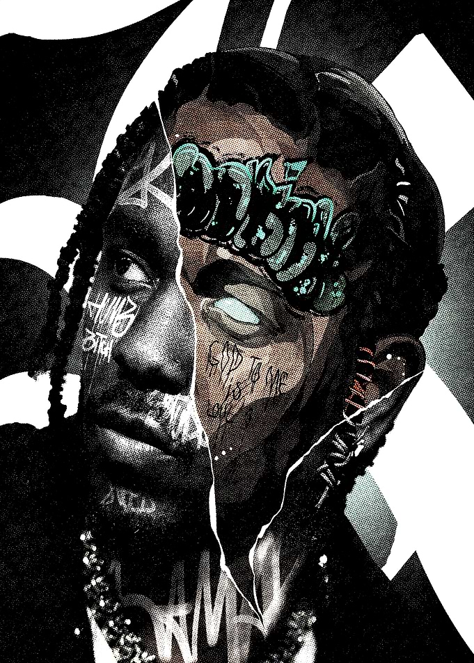 Pusha T Portrait with Graffiti