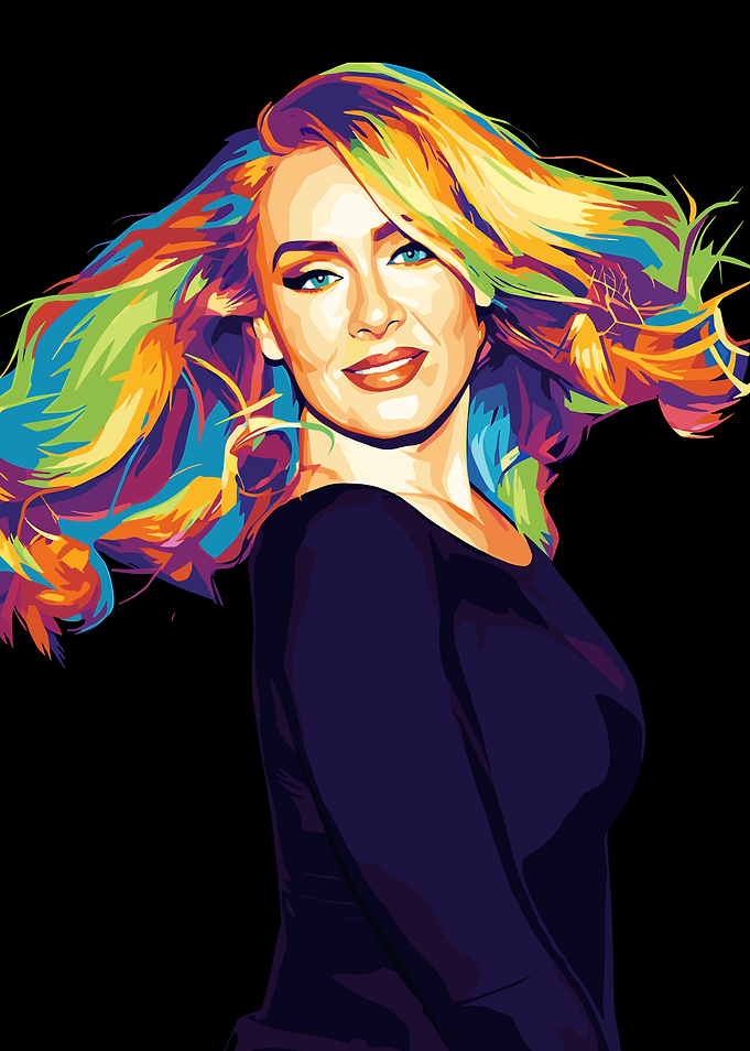 Adele colorful portrait on black background