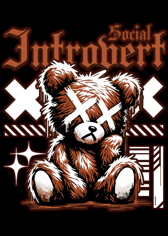 Introvert Social Teddy Bear Graphic