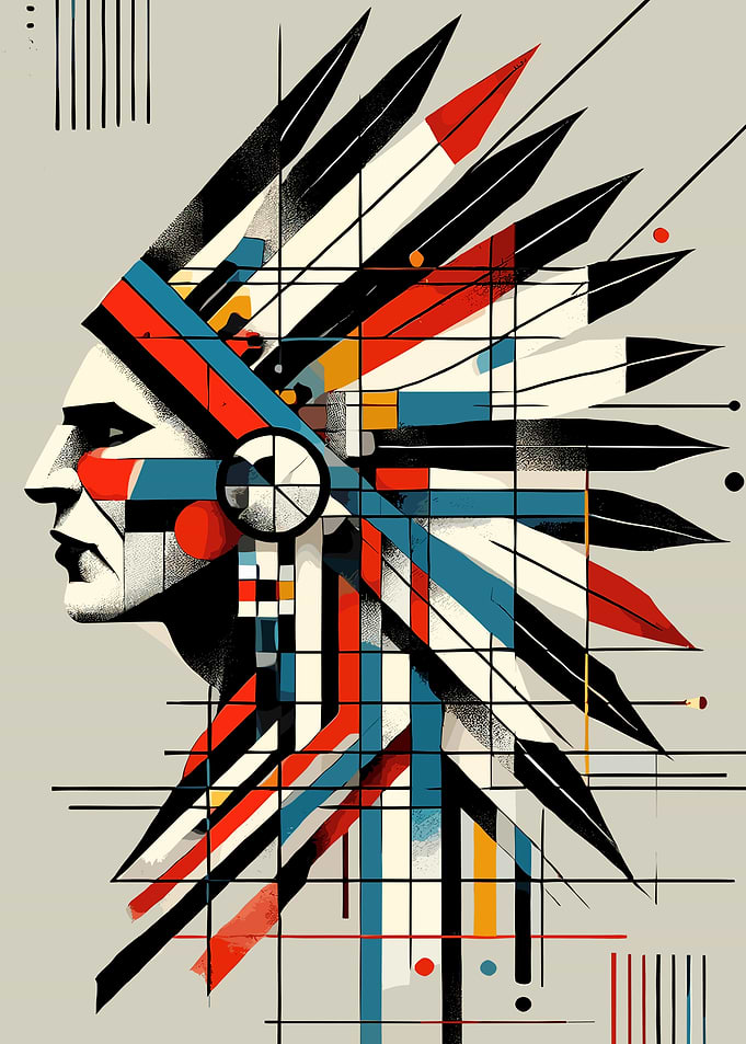 Abstract Native American Headdress Portrait
