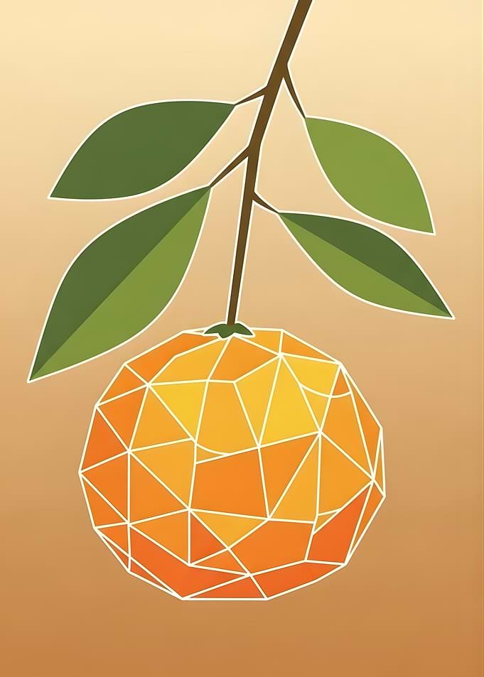 Geometric Orange with Leaves