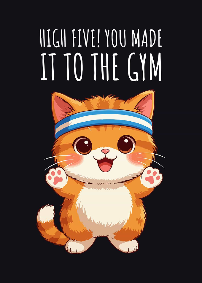 Gym Cat High Five Funny Humor