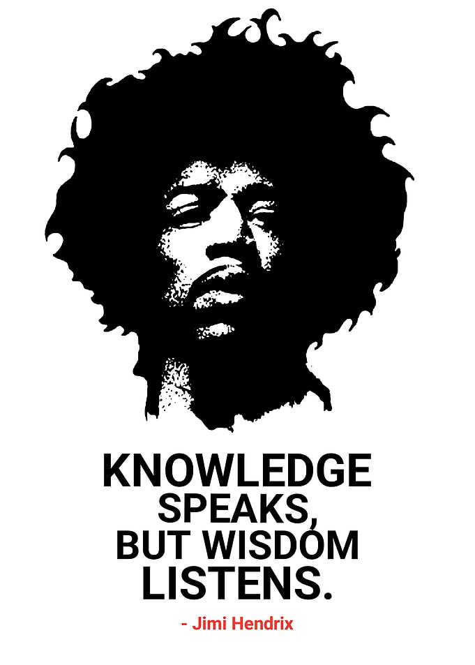 Jimi Hendrix Quote Black and White
