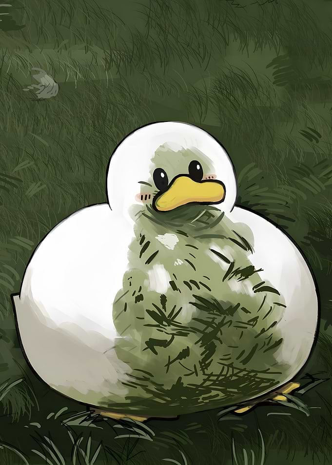 Cute Duck in Green Grass