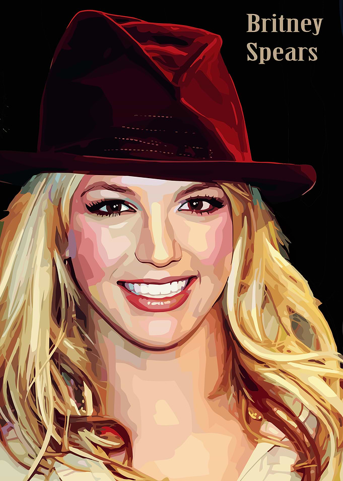 Britney Spears Portrait with Red Hat