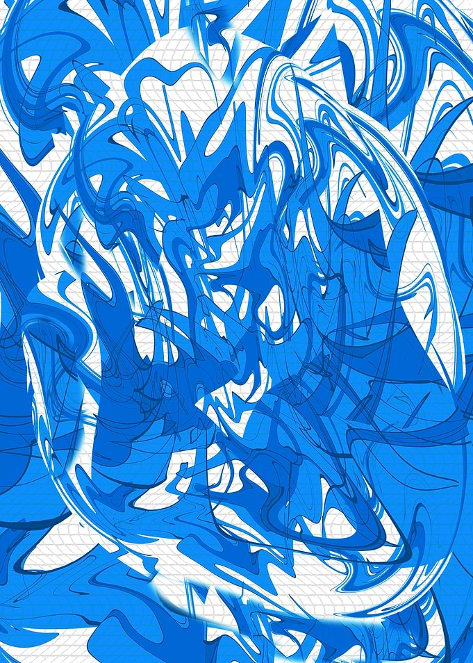 Blue Abstract Swirls on White Background