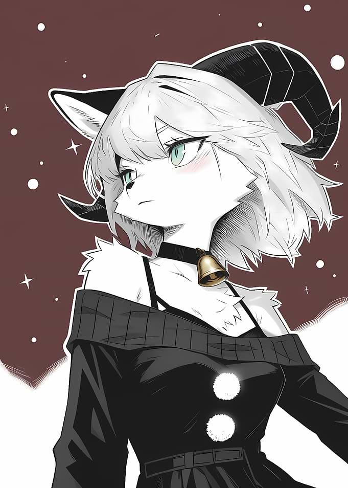 Anime Ram Girl in Black Dress