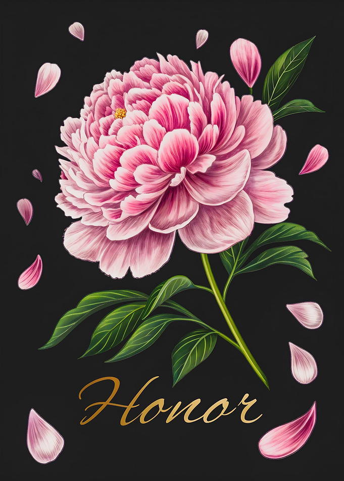 Blooming Honor A Radiant Peony in Full Glory – Floral Art