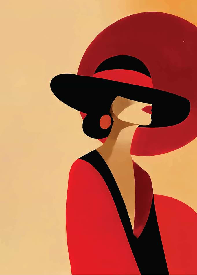 Elegant Woman in Hat Illustration