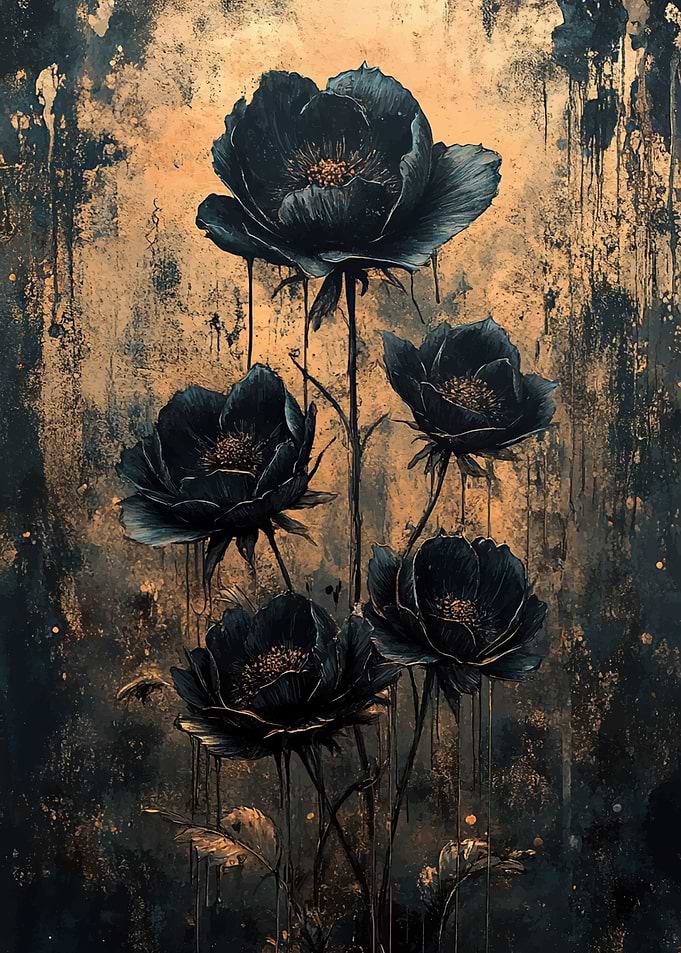 Dark Floral Arrangement on Textured Background
