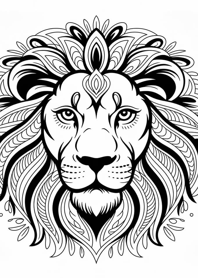 Lion Mandala Coloring Page