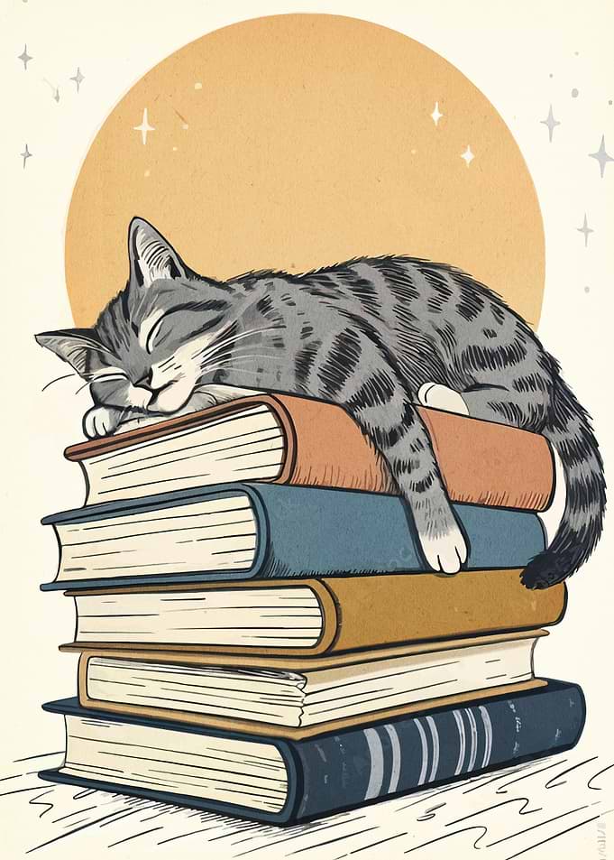 Cat Nap on Books