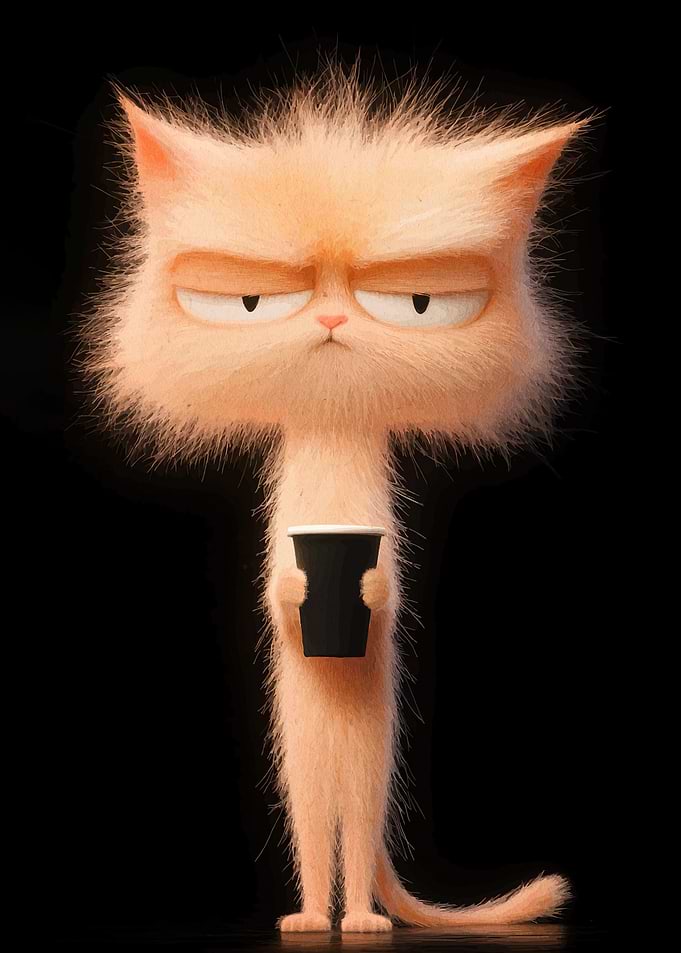 Grumpy Cat with Coffee Cup