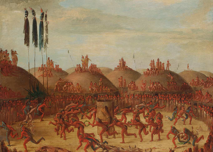 Native American Ball Game Painting by george catlin